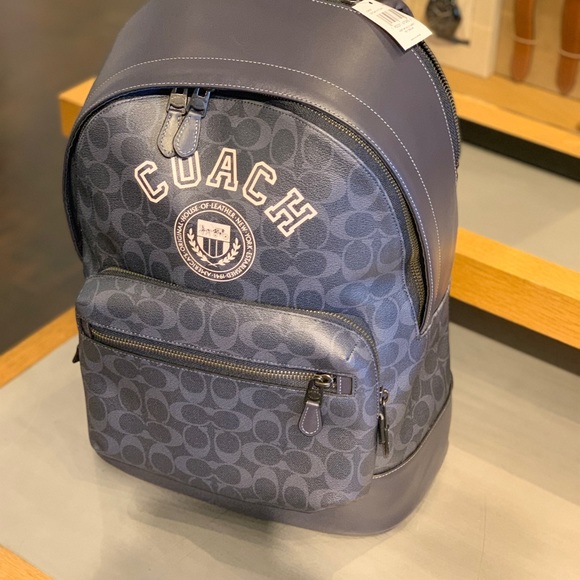 NWT Coach West Backpack In Signature Canvas With Varsity Motif - Picture 6 of 9